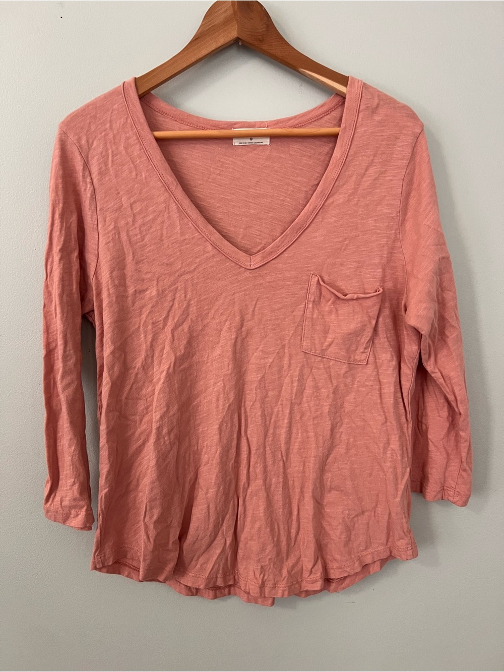 Anthropologie T.la Relaxed V-neck Slub Knit Dusty Rose Top • Medium